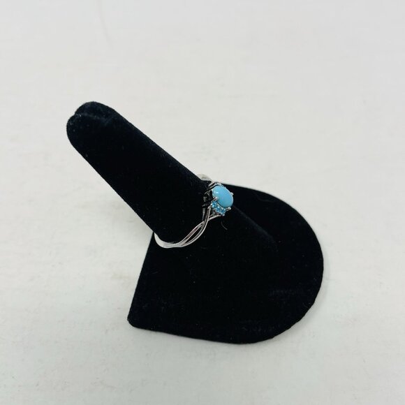 Arizona Sleeping Beauty Turquoise Malgache Apatite Sterling Silver Ring 5043 - Picture 3 of 6